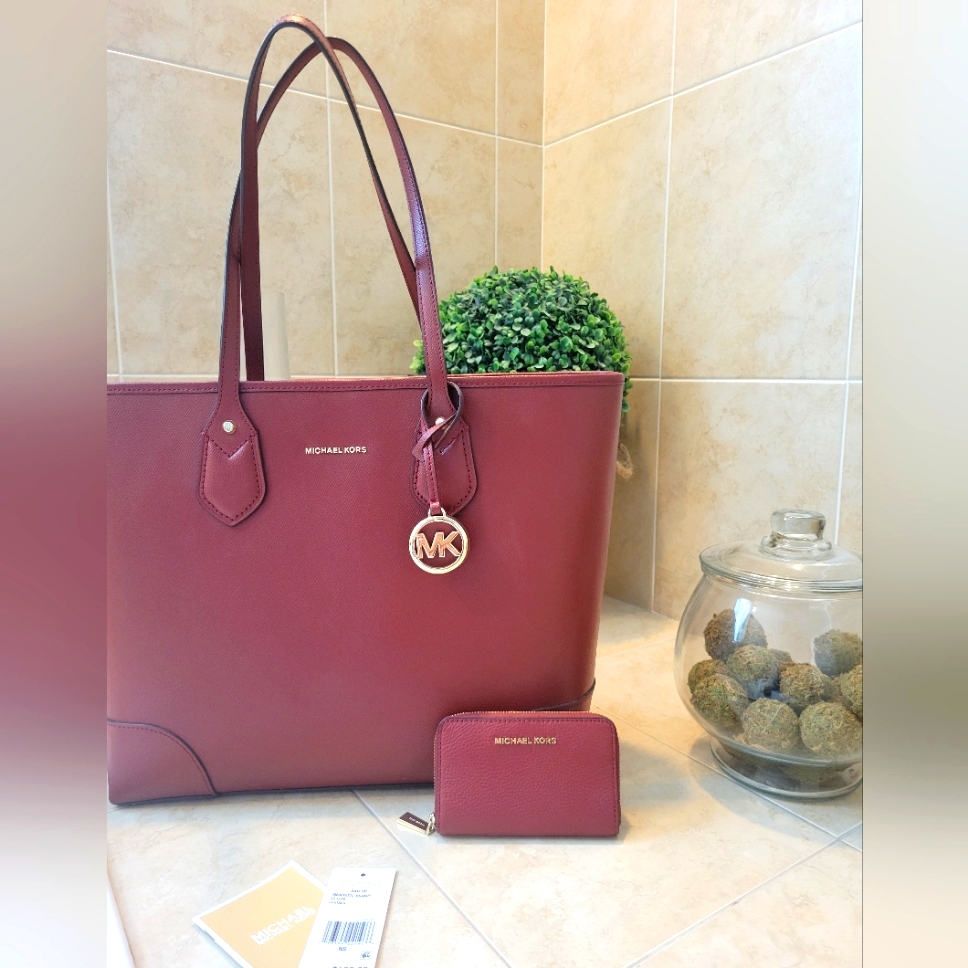 Micheal Kors Bundle - Leather Saylor Large Tote With Wallet